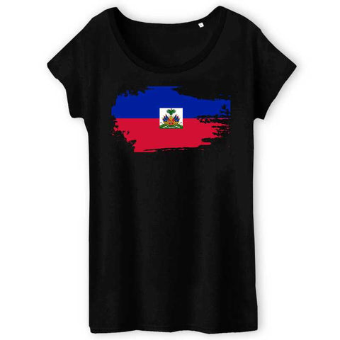 Image of t-shirt femme drapeau haiti effet dechiré